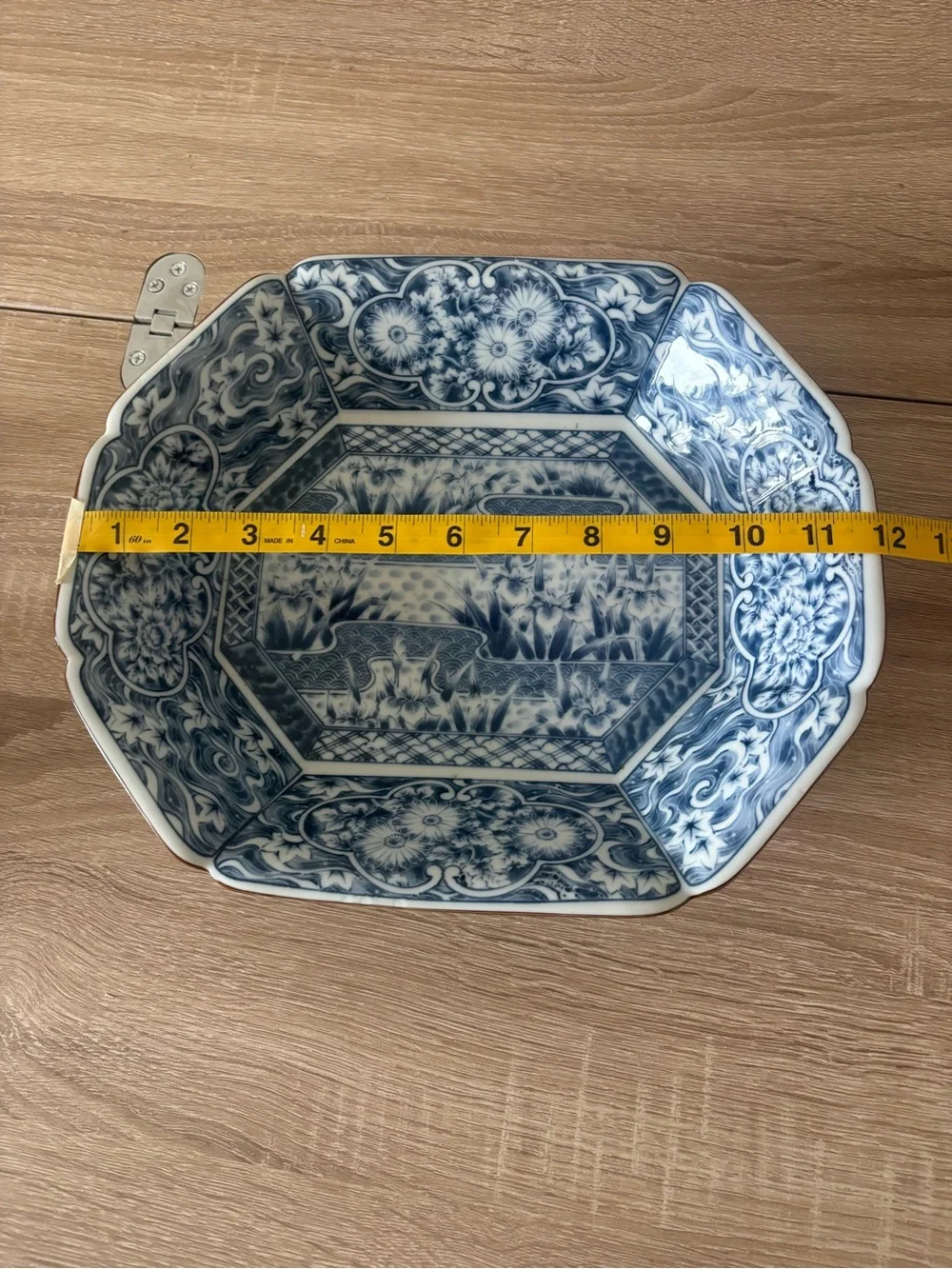 Japanese Blue and White Octagonal Porcelain Bowl - 12in
